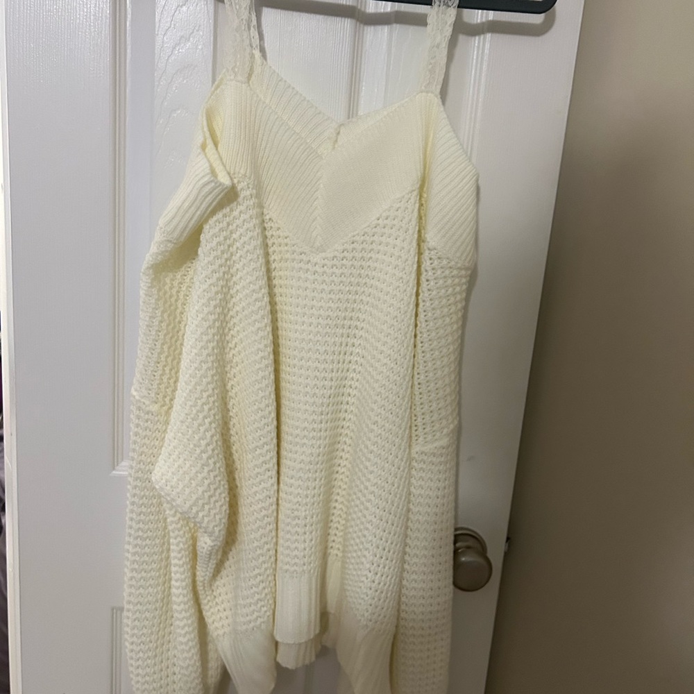 SHEIN Off-the-Shoulder Cream Sweater